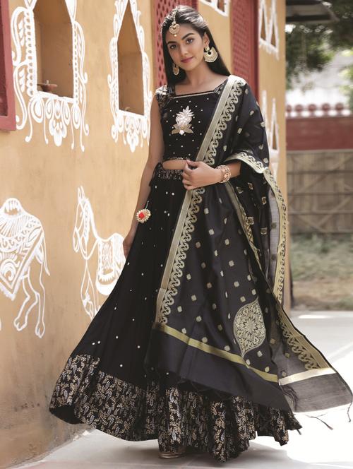 foil print flared lehenga - 17524041 - Very Small Image - 1