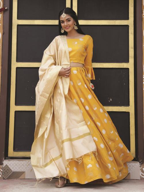 foil print flared lehenga - 17524046 - Very Small Image - 1