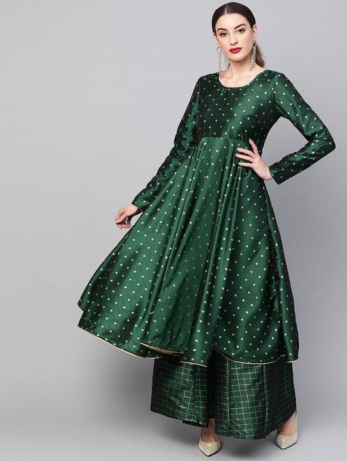 bottle green anarkali kurta - 17524081 - Very Small Image - 1