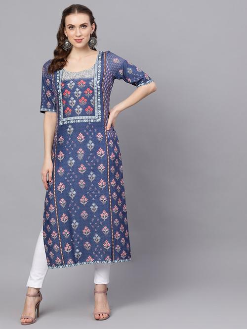floral straight kurta - 17524090 - Very Small Image - 1