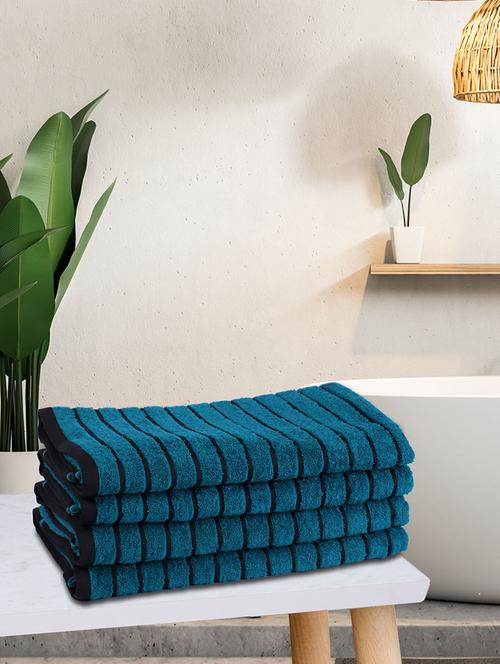 bianca mercerized combed cotton bumpy-stripes towels -4pc bath towel (sonoma) solid-r.green/s.grey - 17524194 - Very Small Image - 1