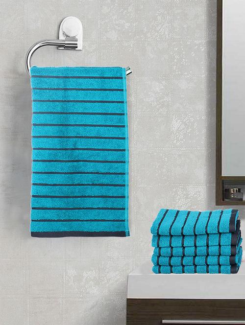 bianca mercerized combed cotton bumpy-stripes towels -6pc hand towel (sonoma) solid-r.green/s.grey - 17524210 - Very Small Image - 1