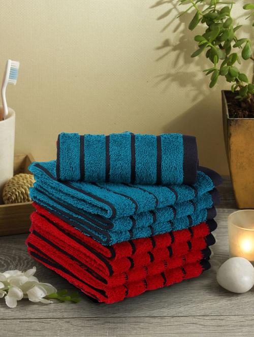bianca mercerized combed cotton bumpy-stripes towels -8pc face towel (sonoma) solid-multi - 17524244 - Very Small Image - 1