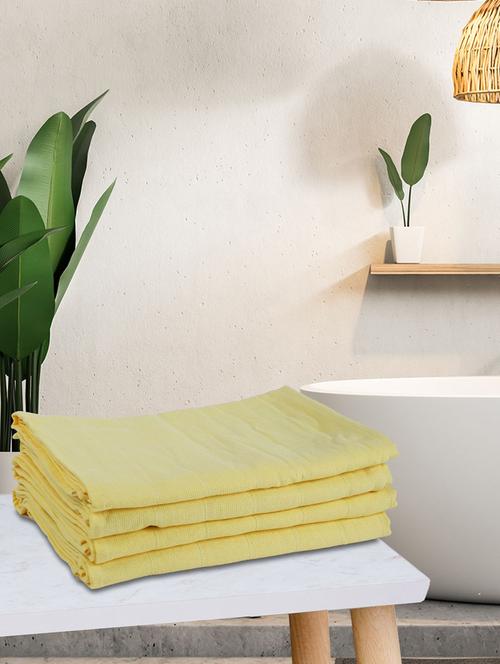 lorena quick-dry one side terry towel 100% cotton -4pc mix set (soho) solid-yellow - 17524265 - Very Small Image - 1