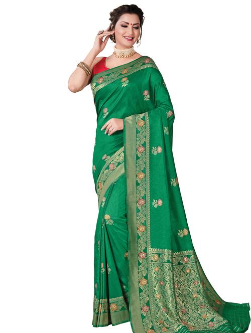floral woven saree with blouse - 17526501 - Very Small Image - 1