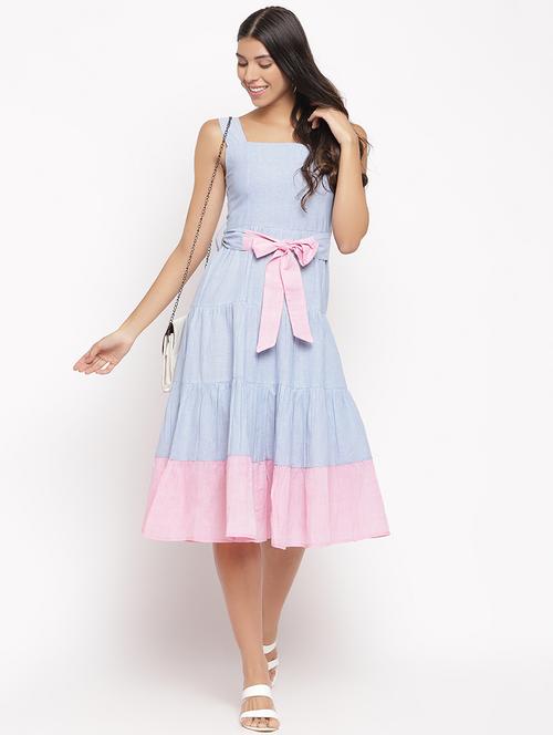 tie front fit & flare dress - 17526561 - Very Small Image - 1