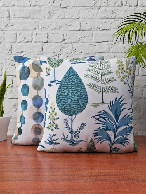 shivanaa homes garden of eden printed set of 2 cushion covers , 16"x16" inch - 17526580 - Very Small Image - 1