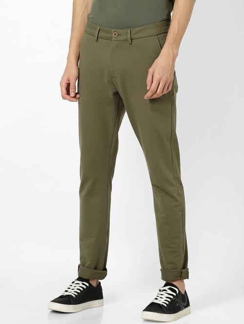 olive green solid chinos - 17526697 - Very Small Image - 1