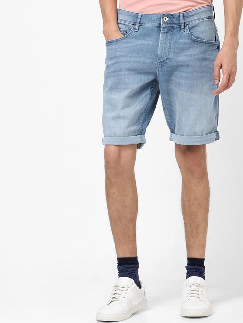 blue washed denim shorts - 17526719 - Very Small Image - 1