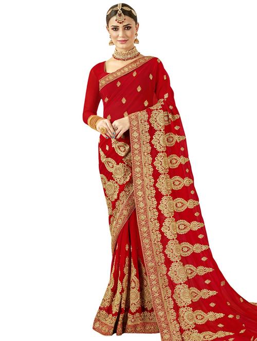 lace bordered embroidered saree with blouse - 17527661 - Very Small Image - 1