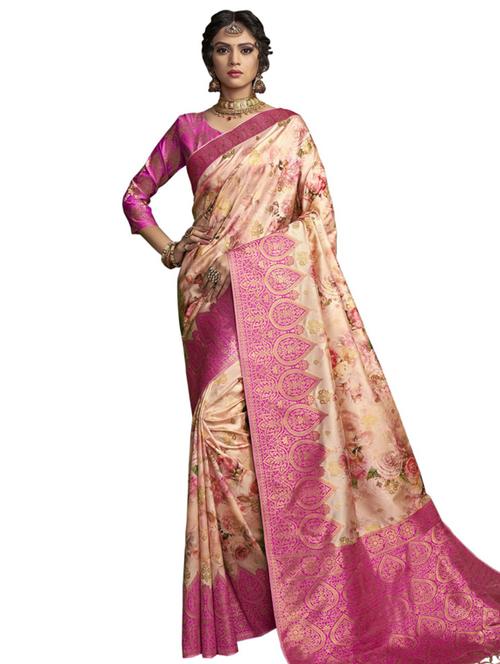 floral embroidered saree with blouse - 17527672 - Very Small Image - 1
