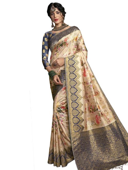 floral bordered saree - 17527674 - Very Small Image - 1