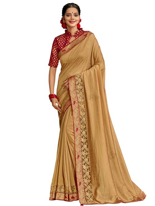 embellished bordered saree with blouse - 17527860 - Very Small Image - 1