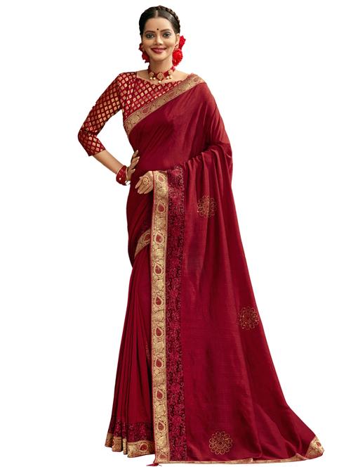 embellished bordered saree with blouse - 17527865 - Very Small Image - 1