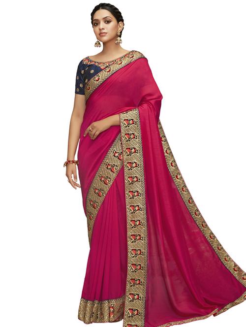 lace bordered plain saree - 17527893 - Very Small Image - 1