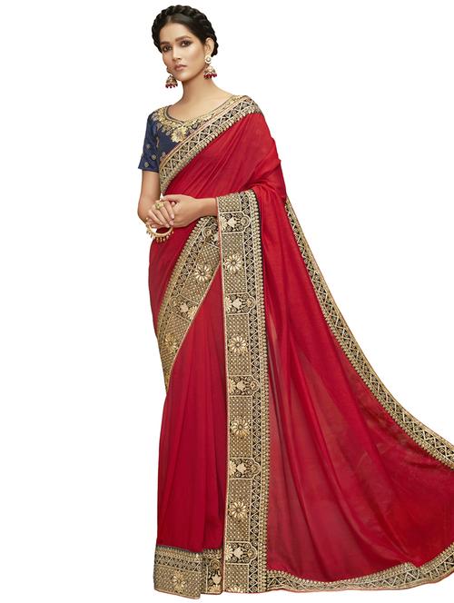 lace bordered plain saree - 17527897 - Very Small Image - 1