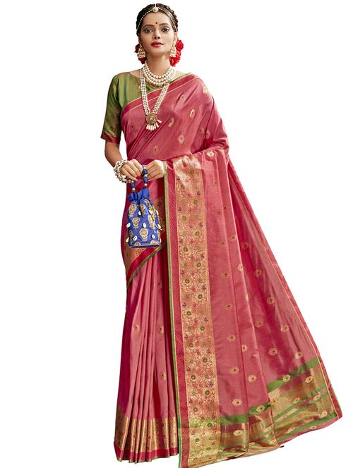 self design woven saree with blouse - 17527921 - Very Small Image - 1