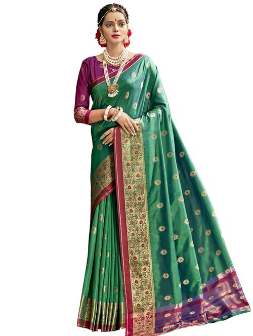 self design woven saree with blouse - 17527923 - Very Small Image - 1