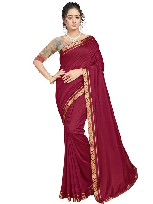 lace bordered plain saree with blouse - 17527949 - Very Small Image - 1