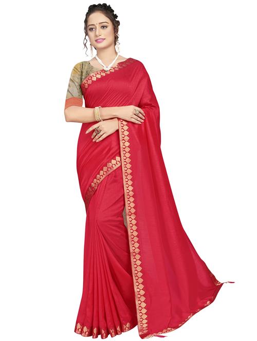 lace bordered plain saree with blouse - 17527950 - Very Small Image - 1
