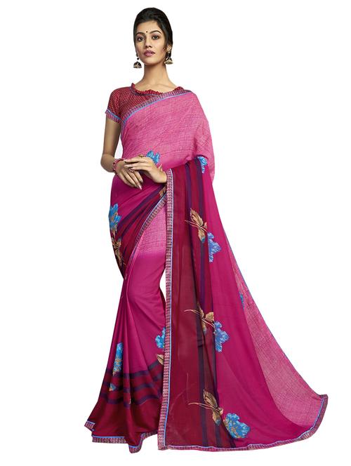 lace detail floral saree with blouse - 17527982 - Very Small Image - 1