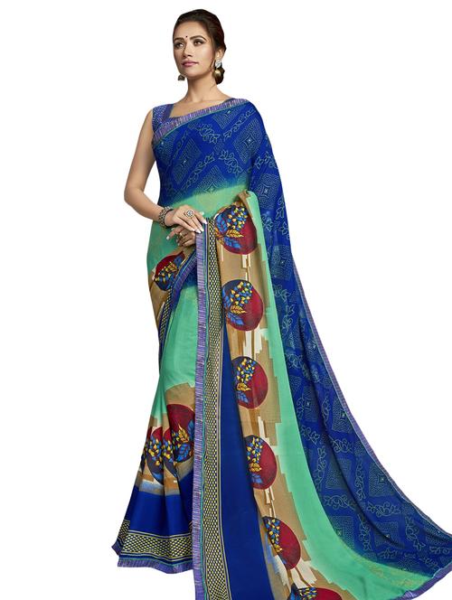 lace detail printed saree - 17527983 - Very Small Image - 1