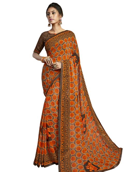 lace detail geometric saree with blouse - 17527985 - Very Small Image - 1