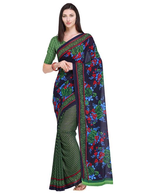lace detail floral saree with blouse - 17528006 - Very Small Image - 1