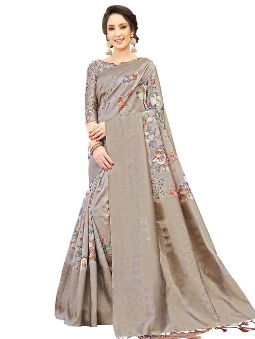 floral printed saree with blouse - 17528012 - Very Small Image - 1