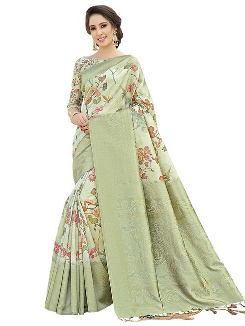 floral printed saree - 17528014 - Very Small Image - 1