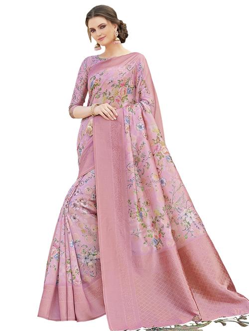 floral printed saree with blouse - 17528015 - Very Small Image - 1