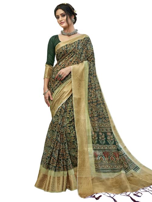 floral printed saree with blouse - 17528051 - Very Small Image - 1