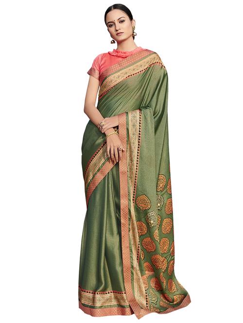 printed bordered saree - 17528123 - Very Small Image - 1
