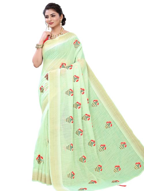 floral embroidered saree with blouse - 17529311 - Very Small Image - 1