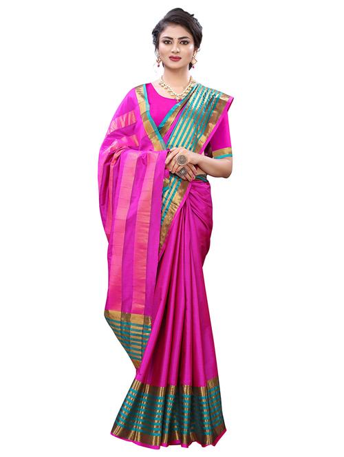 striped kanjivaram saree with blouse - 17529868 - Very Small Image - 1