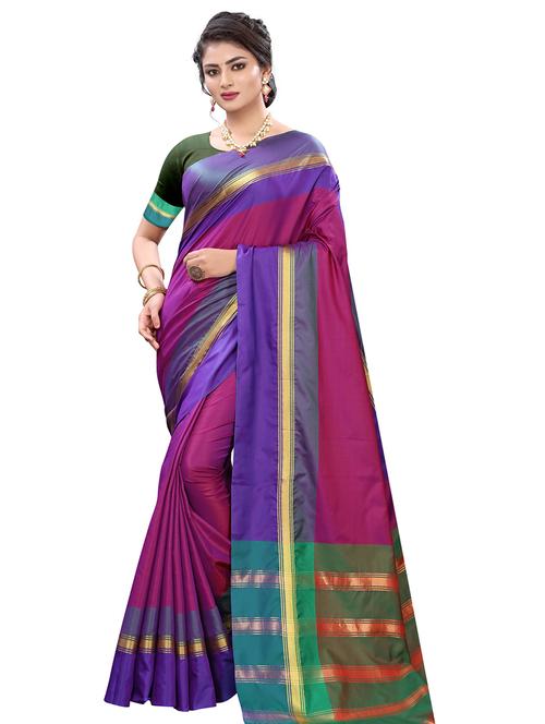 striped kanjivaram saree with blouse - 17529876 - Very Small Image - 1