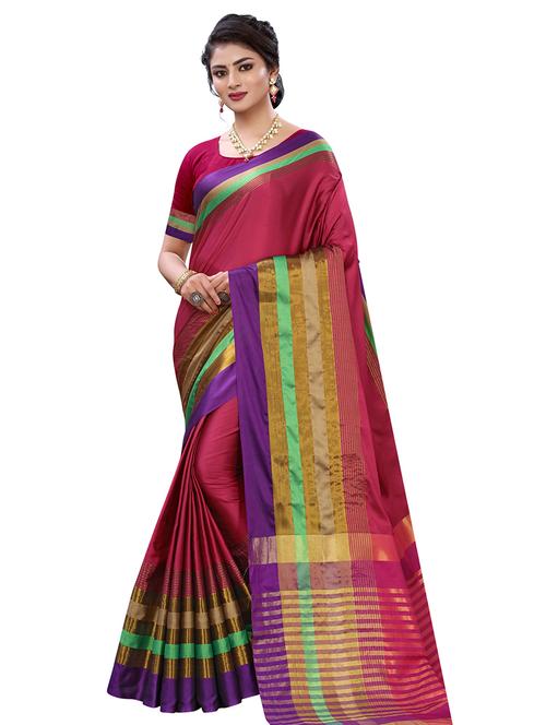 striped kanjivaram saree with blouse - 17529889 - Very Small Image - 1
