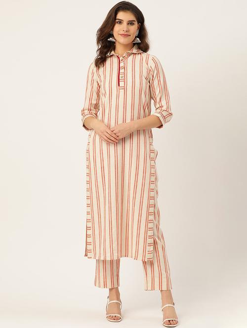 offwhite cotton kurta pant set - 17529925 - Very Small Image - 1