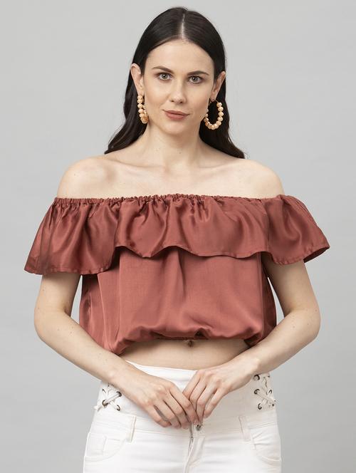 off shoulder solid top - 17529954 - Very Small Image - 1