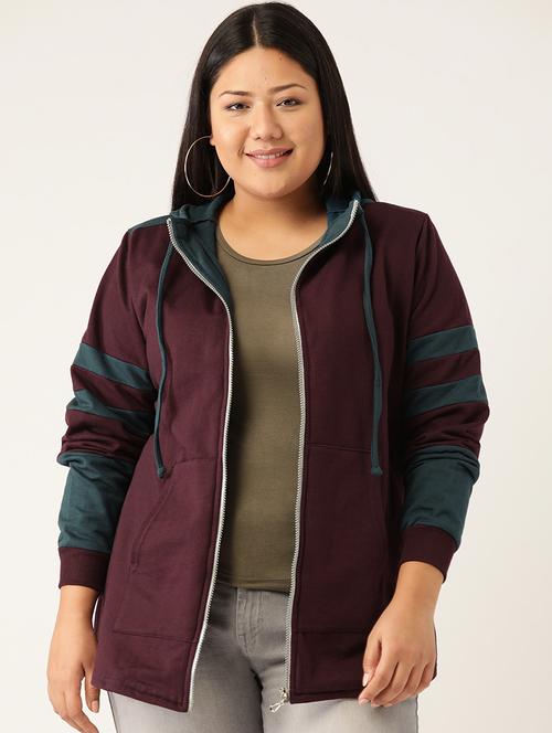 hooded neck color block jacket - 17529995 - Very Small Image - 1
