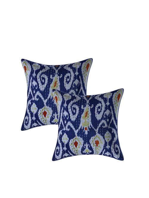 indhome life pure cotton 16x16 inches kantha work cushion cover set of 2 - 17530007 - Very Small Image - 1