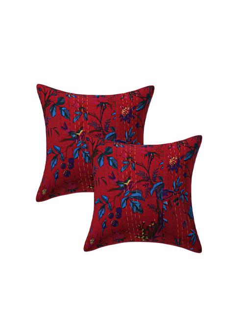 indhome life pure cotton 16x16 inches kantha work cushion cover set of 2 - 17530022 - Very Small Image - 1