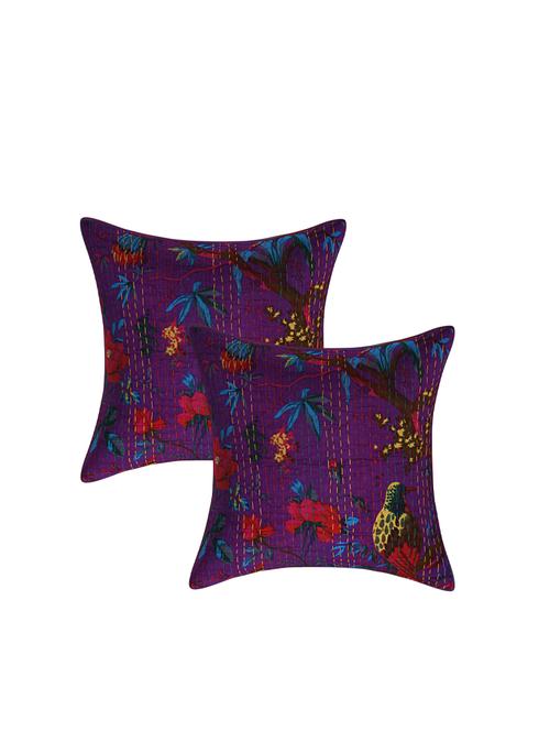 indhome life pure cotton 16x16 inches kantha work cushion cover set of 2 - 17530024 - Very Small Image - 1
