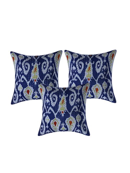 indhome life pure cotton 16x16 inches kantha work cushion cover set of 3 - 17530035 - Very Small Image - 1