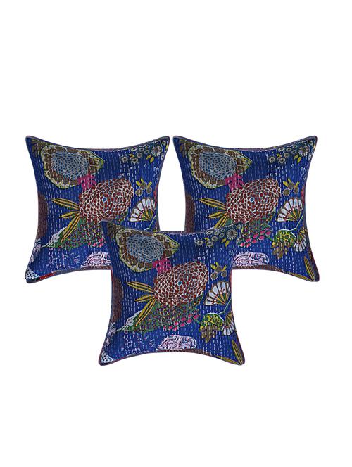 indhome life pure cotton 16x16 inches kantha work cushion cover set of 3 - 17530040 - Very Small Image - 1