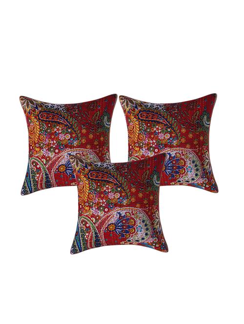 indhome life pure cotton 16x16 inches kantha work cushion cover set of 3 - 17530047 - Very Small Image - 1