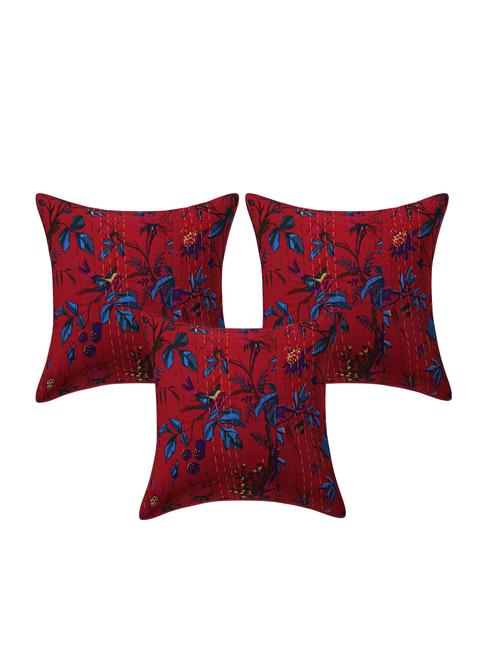 indhome life pure cotton 16x16 inches kantha work cushion cover set of 3 - 17530050 - Very Small Image - 1