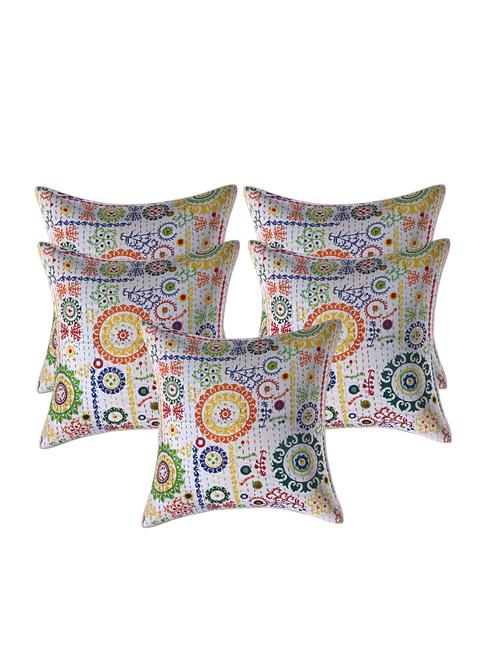 indhome life pure cotton 16x16 inches kantha work cushion cover set of 5 - 17530074 - Very Small Image - 1