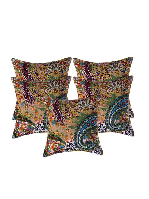indhome life pure cotton 16x16 inches kantha work cushion cover set of 5 - 17530077 - Very Small Image - 1