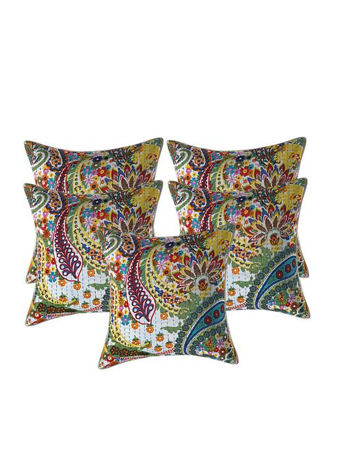 indhome life pure cotton 16x16 inches kantha work cushion cover set of 5 - 17530078 - Very Small Image - 1